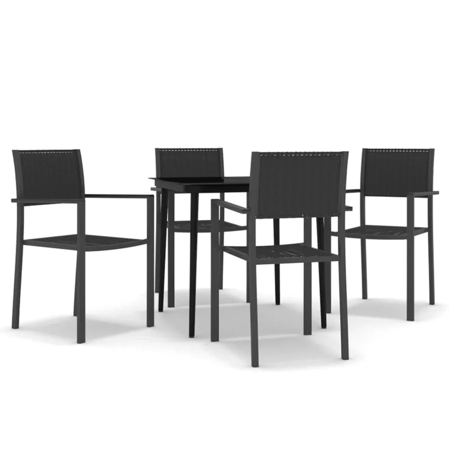 Ensemble à manger de jardin 5 pcs Noir - 2