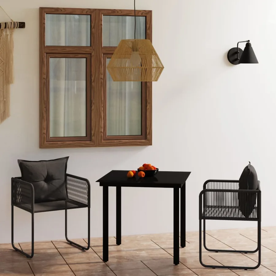 Ensemble à manger de jardin 3 pcs Noir