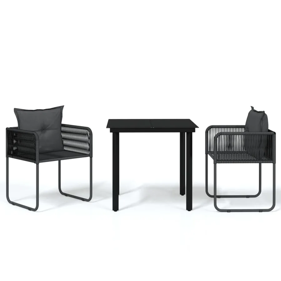 Ensemble à manger de jardin 3 pcs Noir - 2