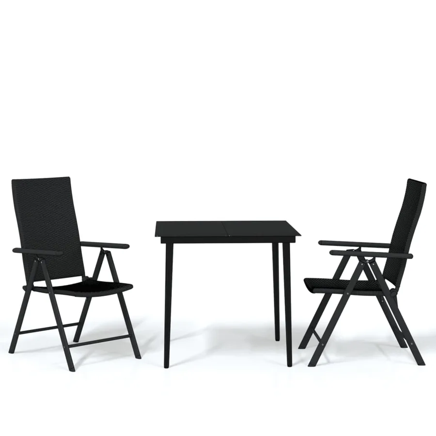 Ensemble à manger de jardin 3 pcs Noir - 2