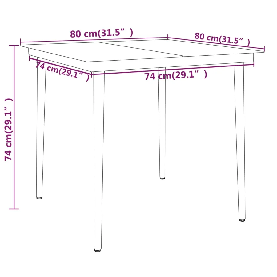 Ensemble à manger de jardin 3 pcs Noir - 8