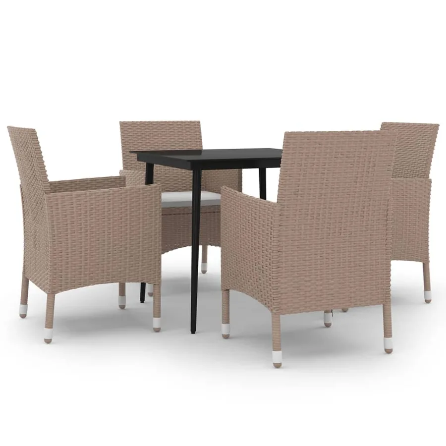 Ensemble à manger de jardin coussins 5 pcs Résine tressée Verre - 2