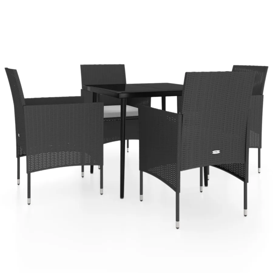 Ensemble à manger de jardin avec coussins 5 pcs Noir - 2