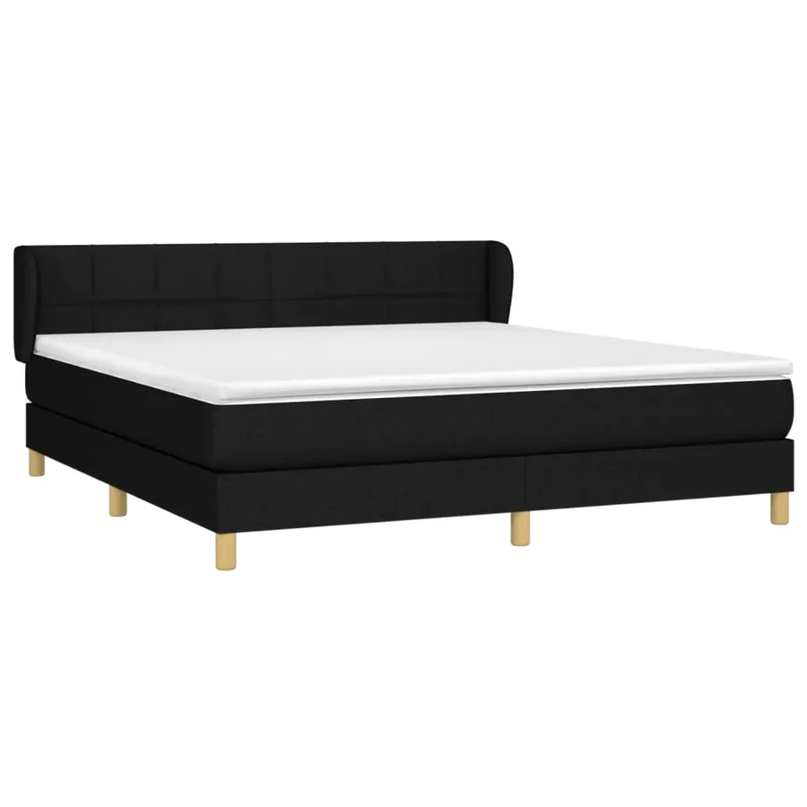 Sommier à lattes de lit avec matelas Noir 180x200 cm Tissu - 3