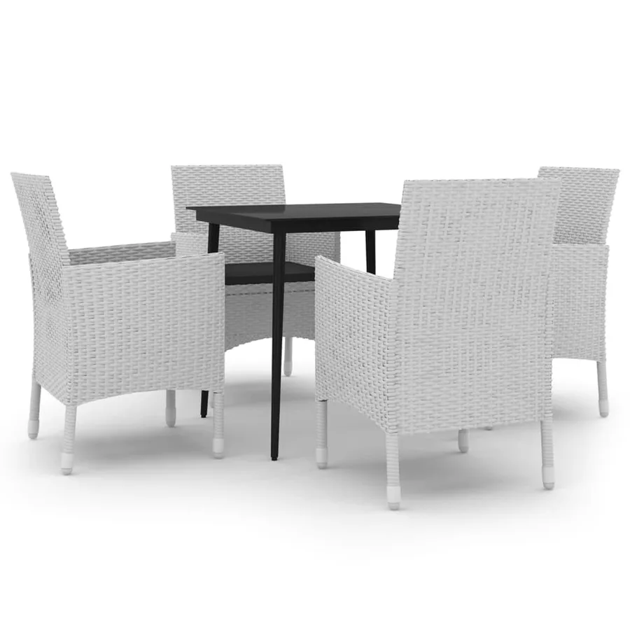 Ensemble à manger de jardin coussins 5 pcs Résine tressée Verre - 2