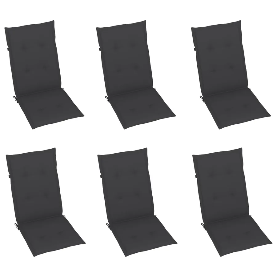 Chaises de jardin lot de 6 avec coussins anthracite Bois teck - 6