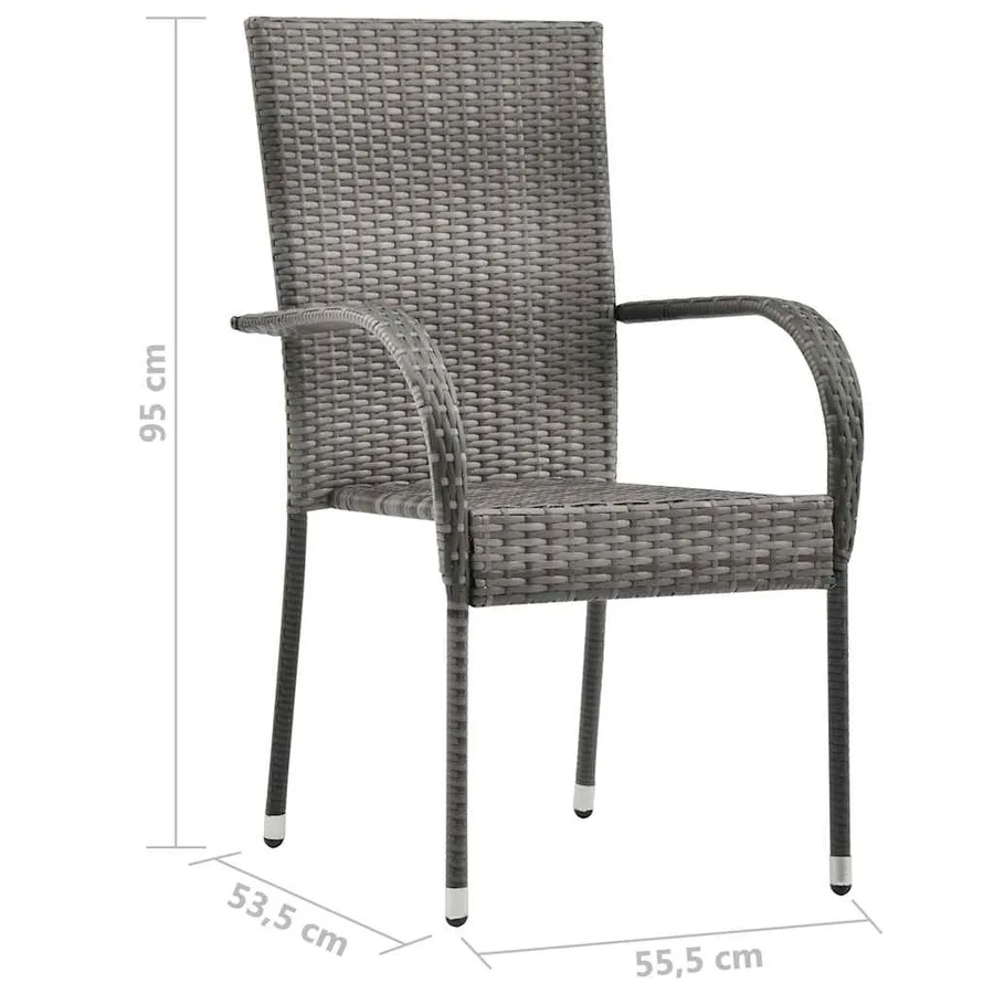 Ensemble à manger de jardin 7 pcs Résine tressée Gris - 10