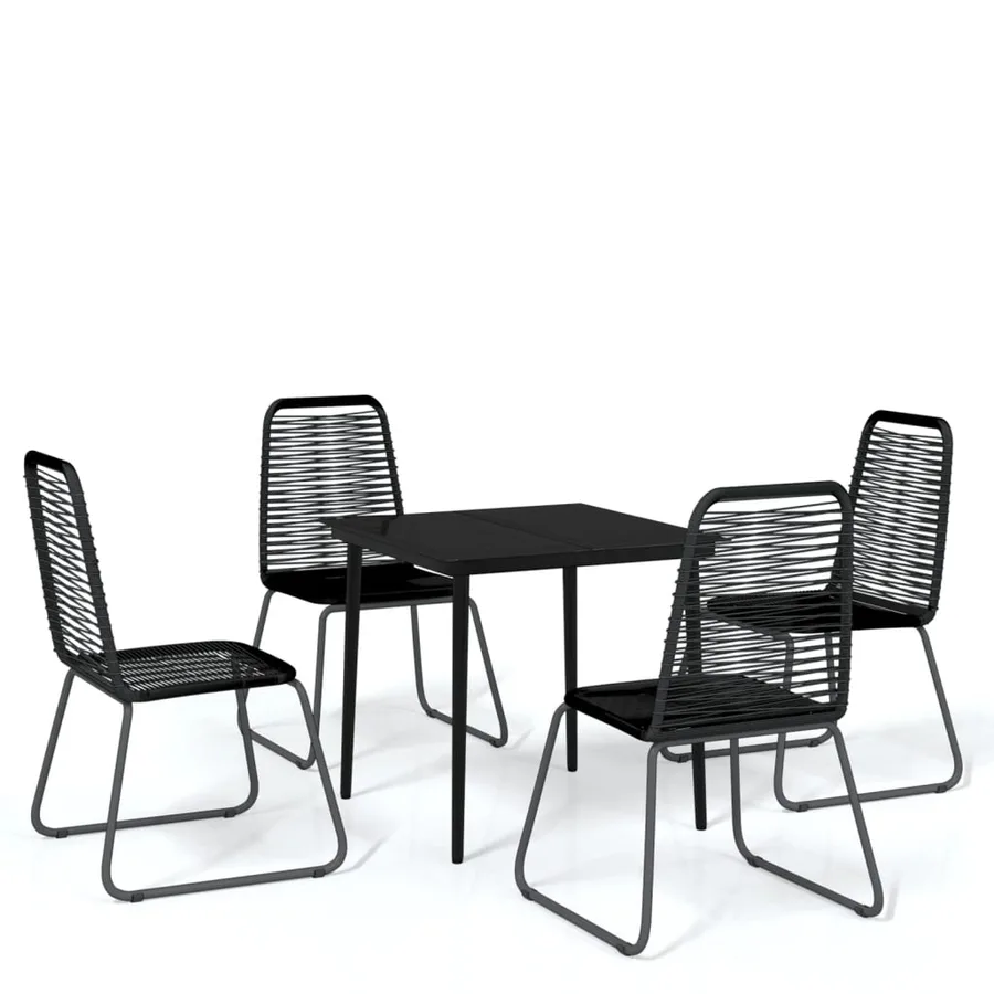 Ensemble à manger de jardin 5 pcs Noir - 2