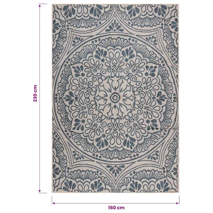 Tapis à tissage plat d'extérieur 160x230 cm Motif bleu - 6