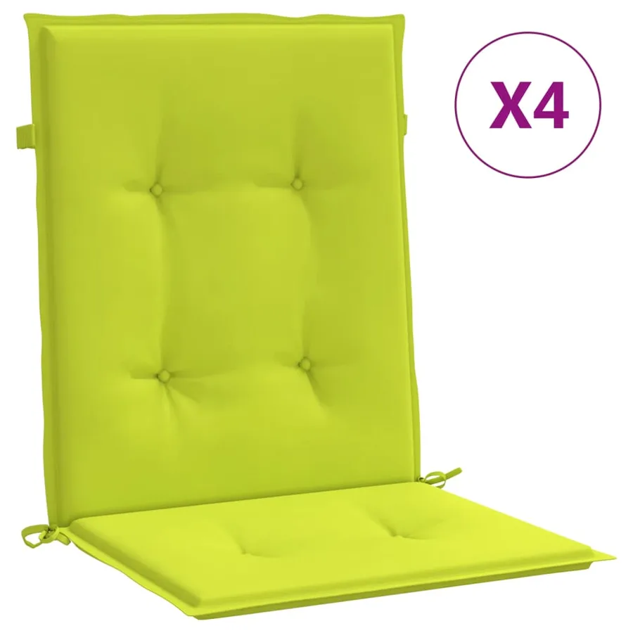 Coussins de chaise de jardin à dossier bas lot de 4 vert vif - 2