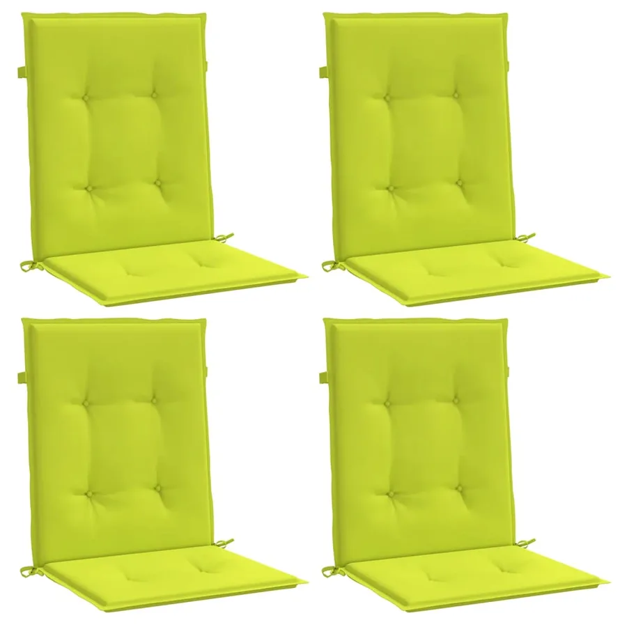 Coussins de chaise de jardin à dossier bas lot de 4 vert vif - 3
