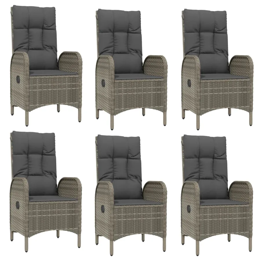 Ensemble à manger de jardin 9 pcs coussins gris résine tressée - 4