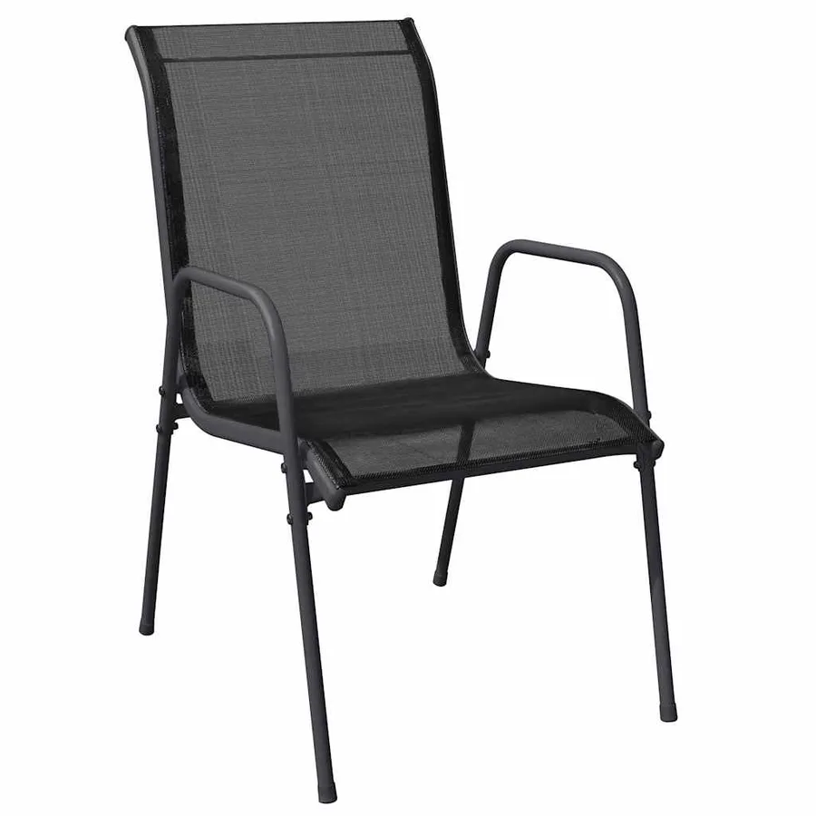 Chaises de jardin 4 pcs Acier et textilène Noir - 3