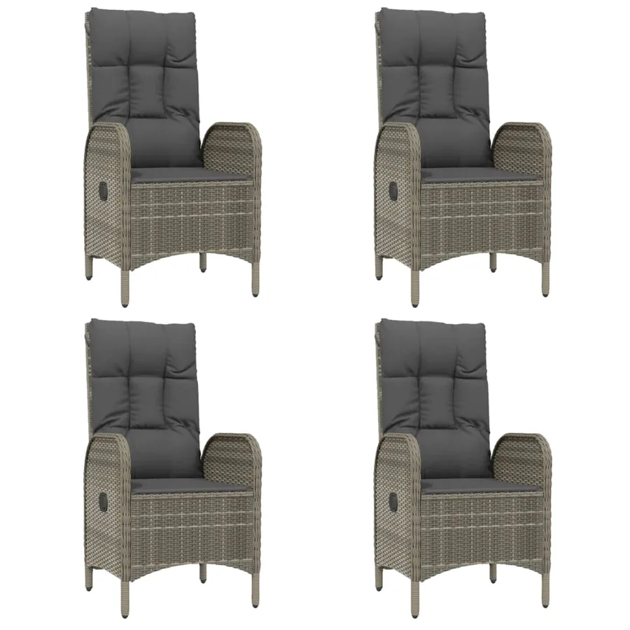 Ensemble à manger de jardin 5 pcs coussins gris résine tressée - 4