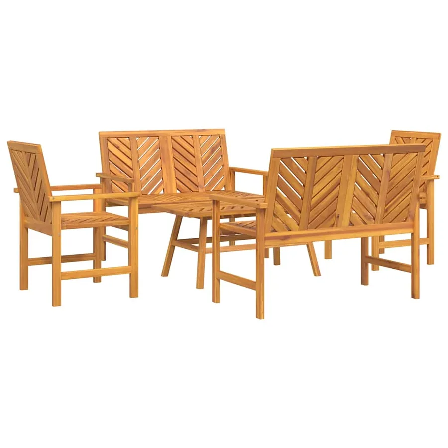 Ensemble de salon de jardin 5 pcs Marron Bois d'Acacia Massif - 2
