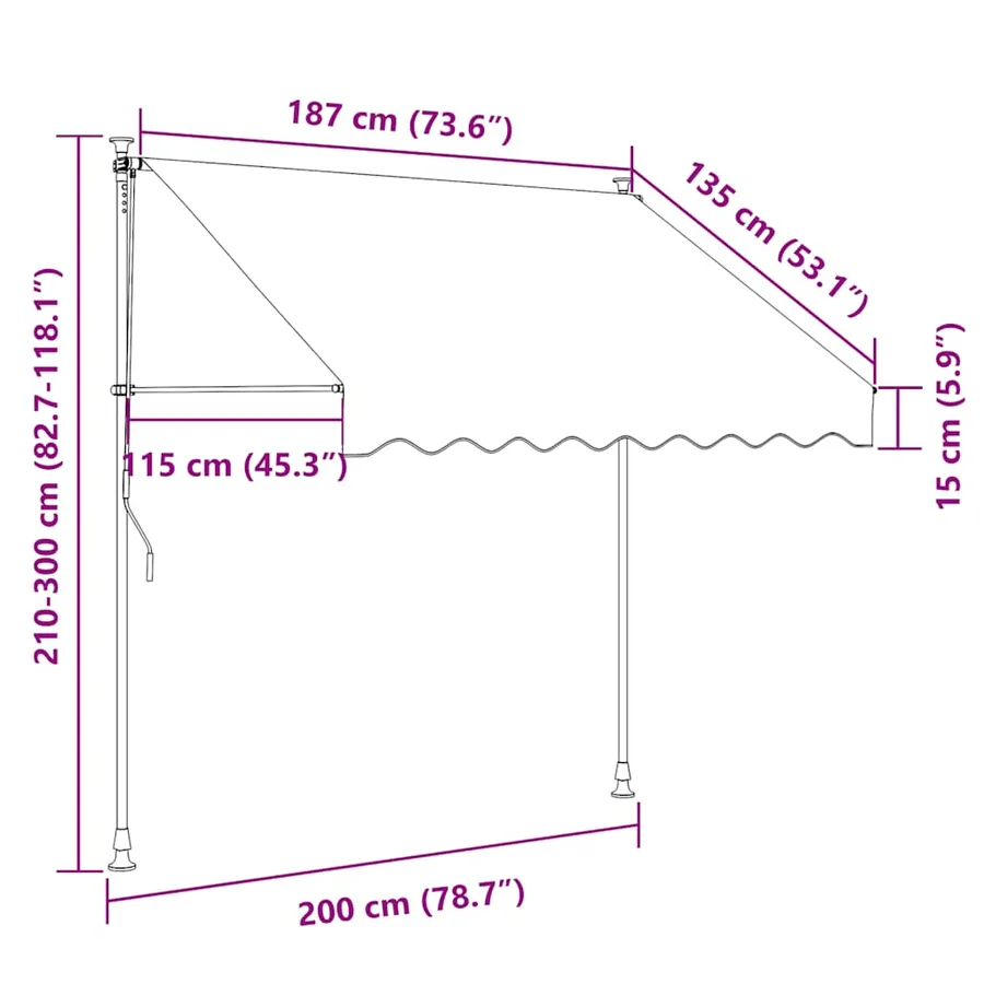 Auvent manuel rétractable 200 cm Crème - 8