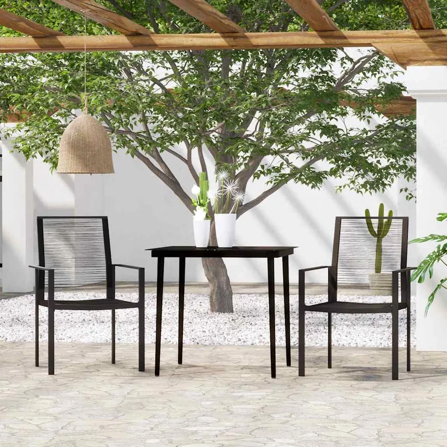 Ensemble à manger de jardin 3 pcs Noir