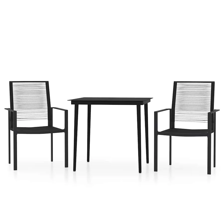 Ensemble à manger de jardin 3 pcs Noir - 2