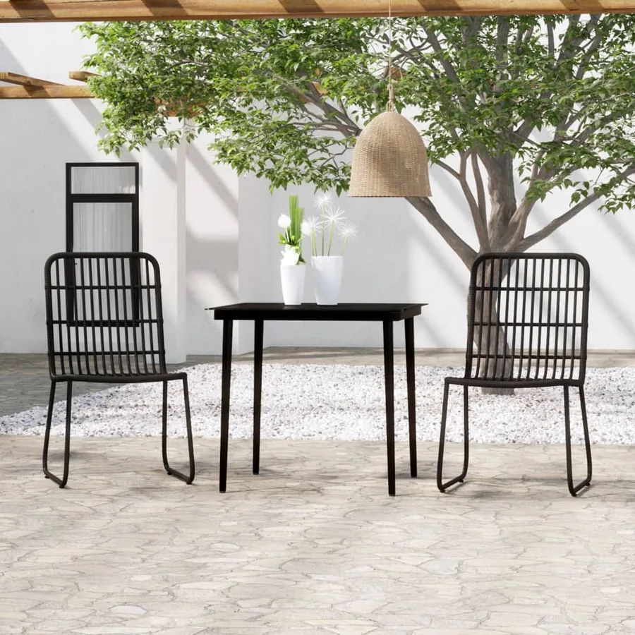 Ensemble à manger de jardin 3 pcs Noir