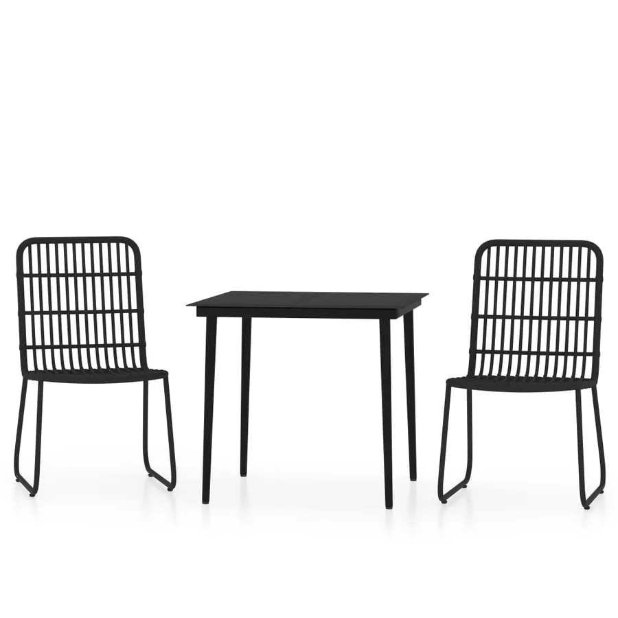 Ensemble à manger de jardin 3 pcs Noir - 2