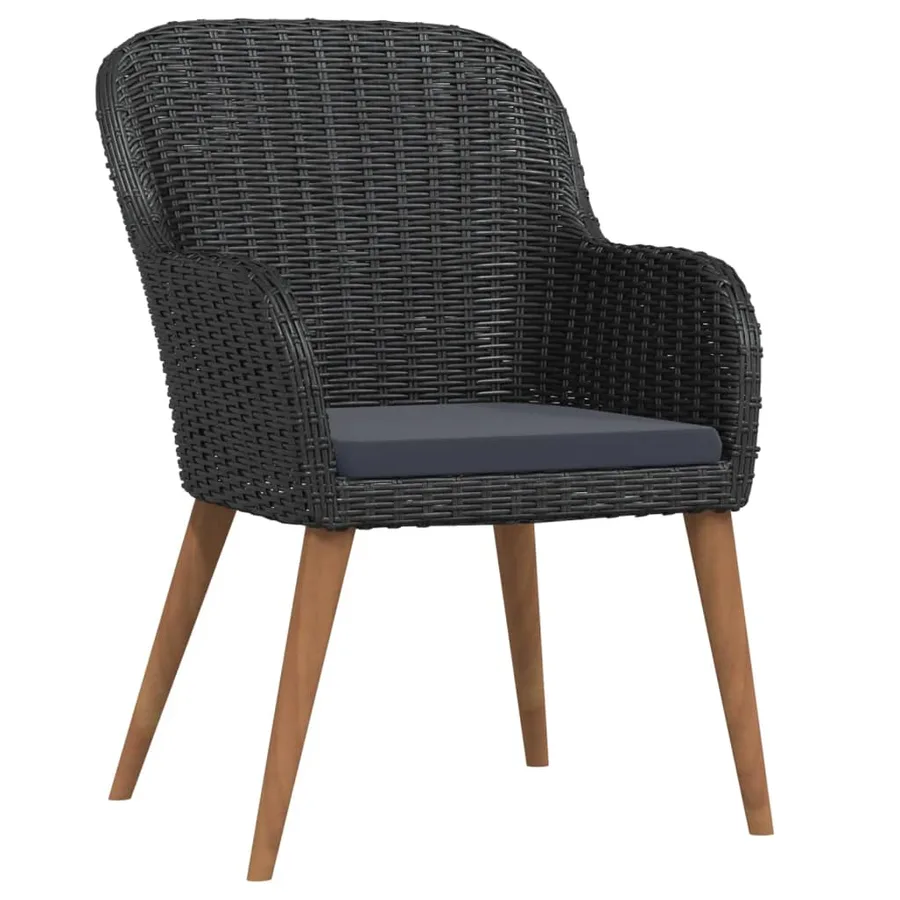 Ensemble à manger de jardin avec coussins 5 pcs Noir - 3