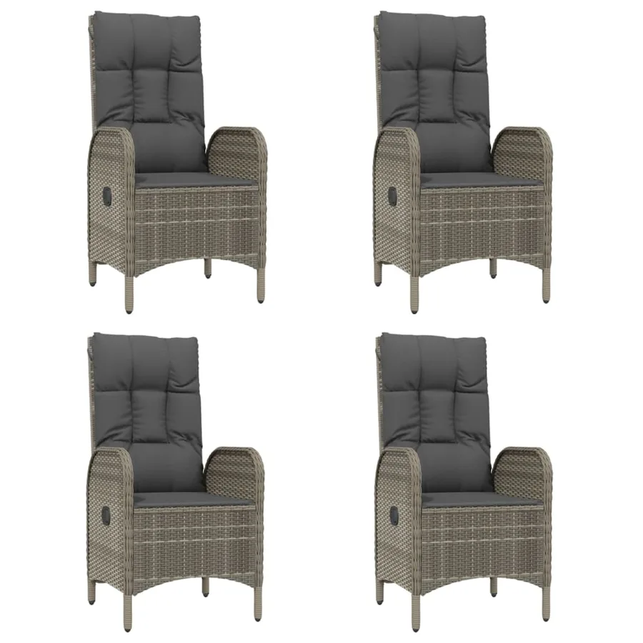 Ensemble à manger de jardin coussins 5 pcs noir et gris - 4