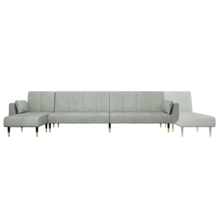 Canapé-lit en forme de L gris clair 275x140x70 cm velours - 7