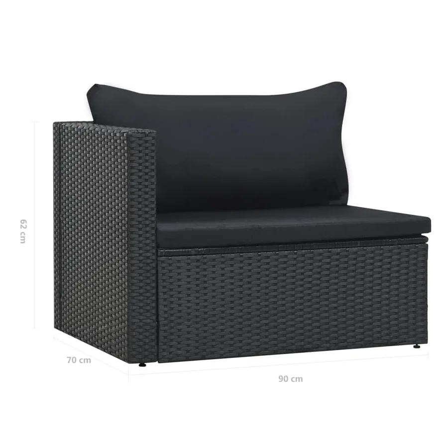 Salon de jardin 5 pcs avec coussins résine tressée noir - 18