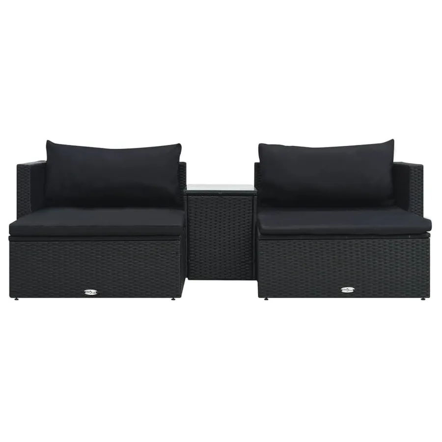 Salon de jardin 5 pcs avec coussins résine tressée noir - 2