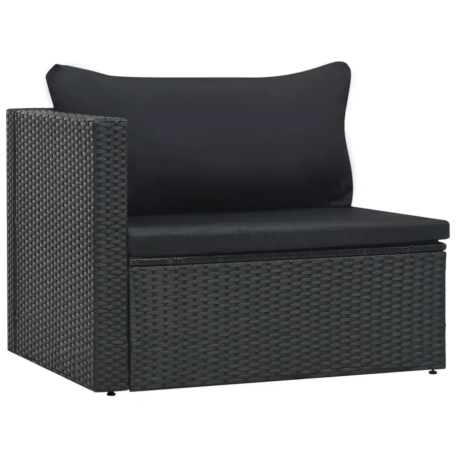 Salon de jardin 5 pcs avec coussins résine tressée noir - 5