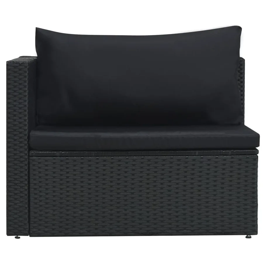 Salon de jardin 5 pcs avec coussins résine tressée noir - 6