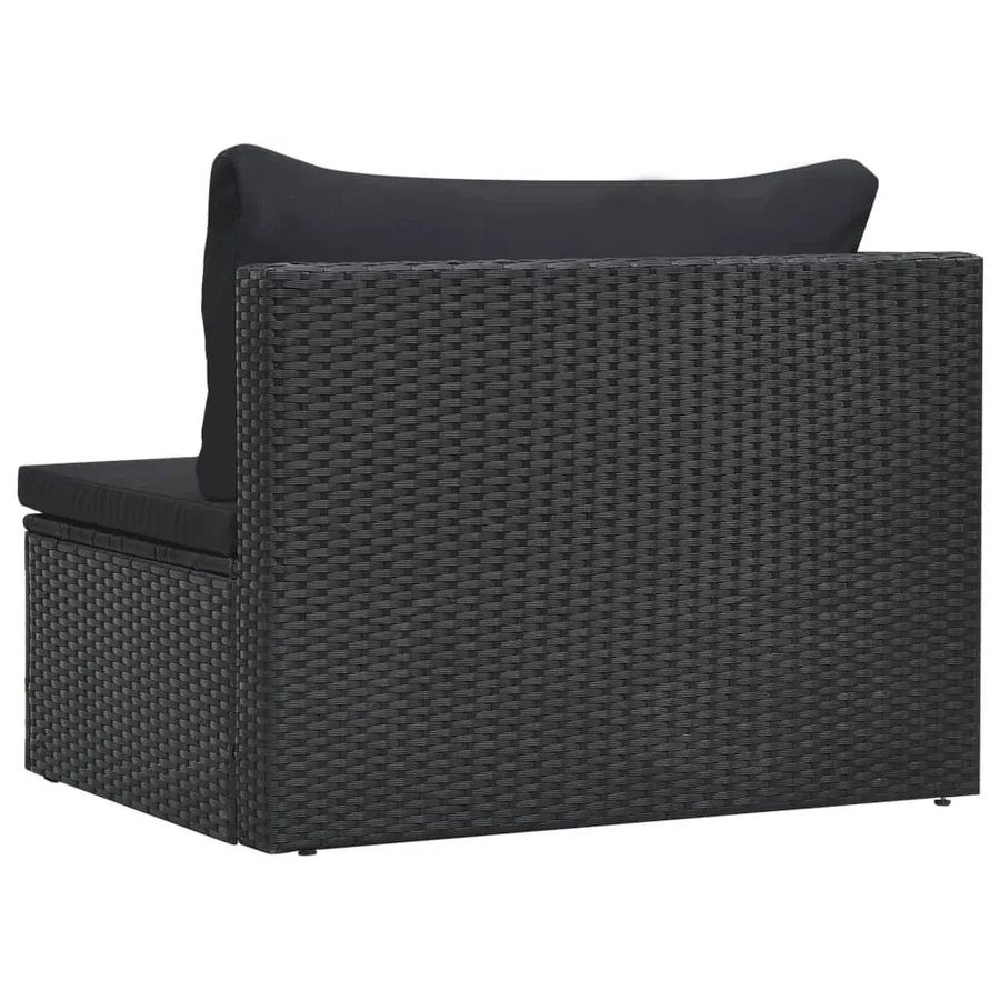 Salon de jardin 5 pcs avec coussins résine tressée noir - 8