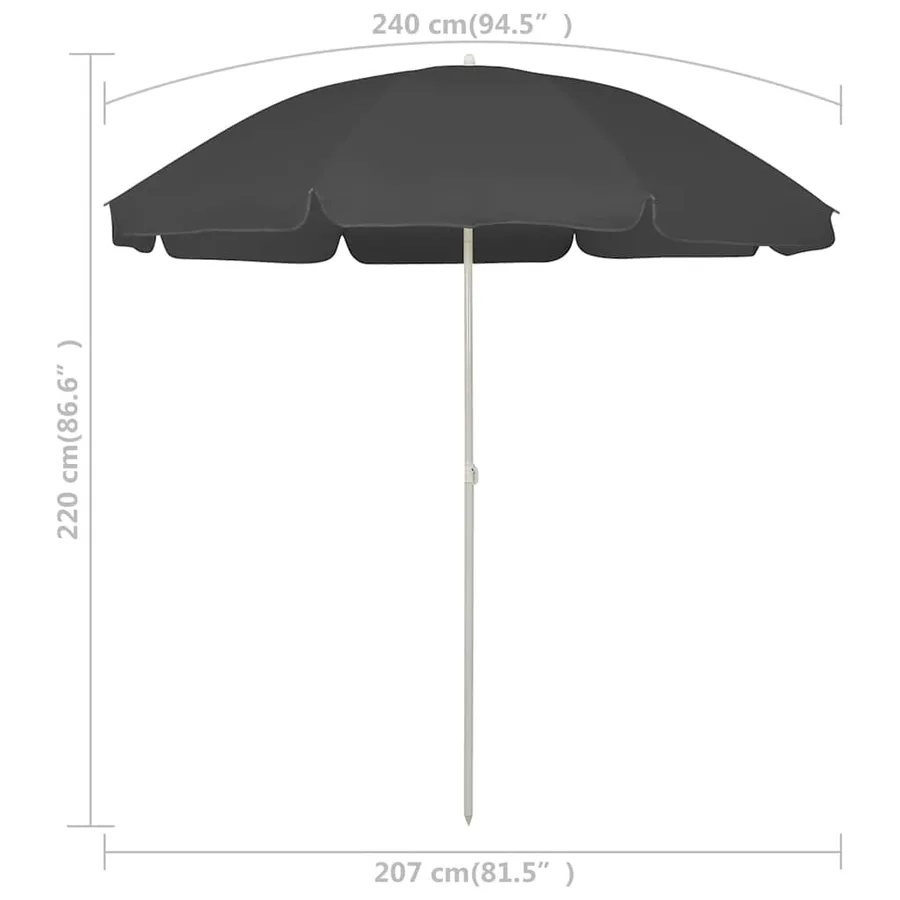 Parasol de plage anthracite 240 cm - 6