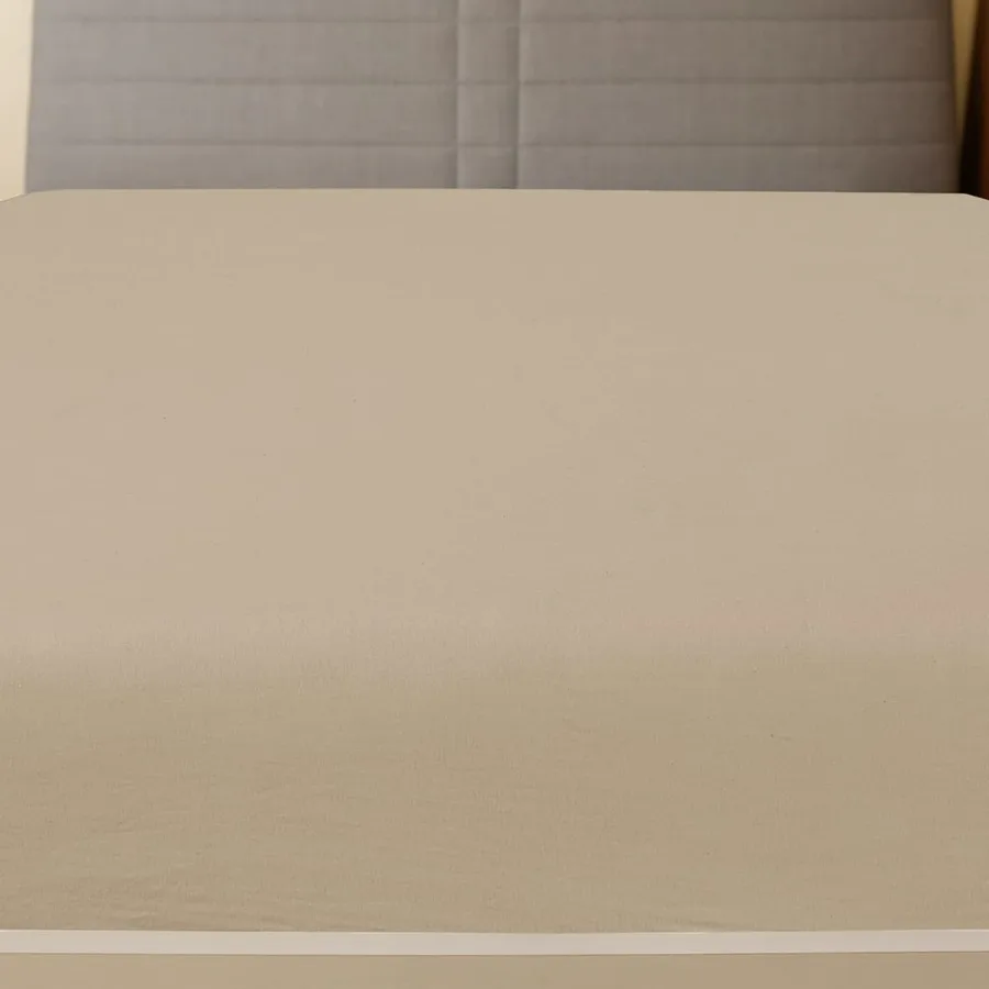 Drap-housse Jersey Taupe 100x200 cm Coton - 2