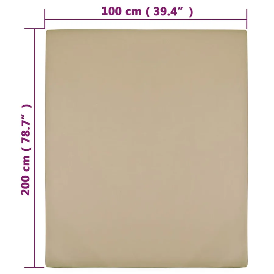 Drap-housse Jersey Taupe 100x200 cm Coton - 4