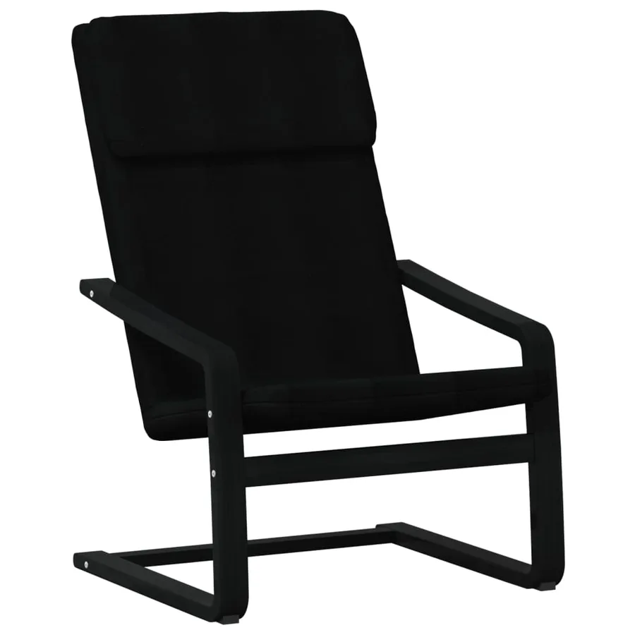 Chaise de relaxation avec repose-pied Noir Tissu - 5