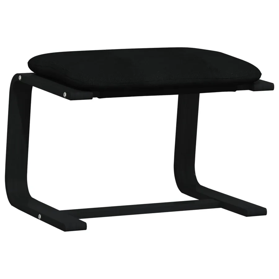 Chaise de relaxation avec repose-pied Noir Tissu - 7