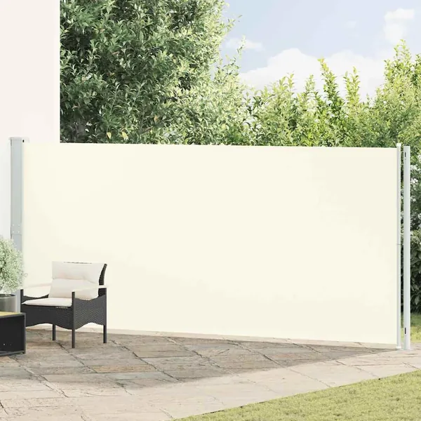 Auvent latéral rétractable de patio 180x600 cm Crème