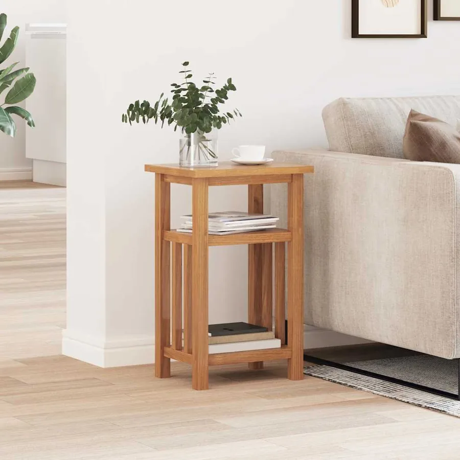 Table d'appoint avec étagère à revues Chêne massif 27x35x55 cm