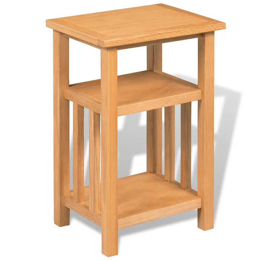 Table d'appoint avec étagère à revues Chêne massif 27x35x55 cm - 3