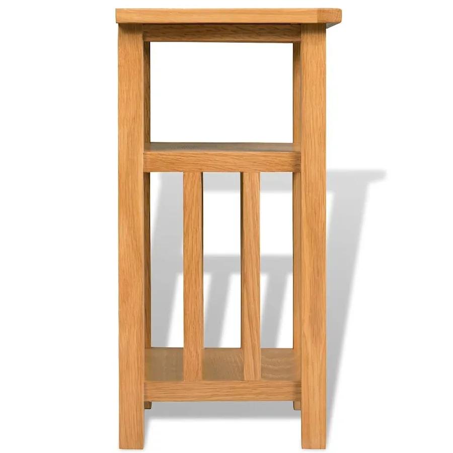 Table d'appoint avec étagère à revues Chêne massif 27x35x55 cm - 5