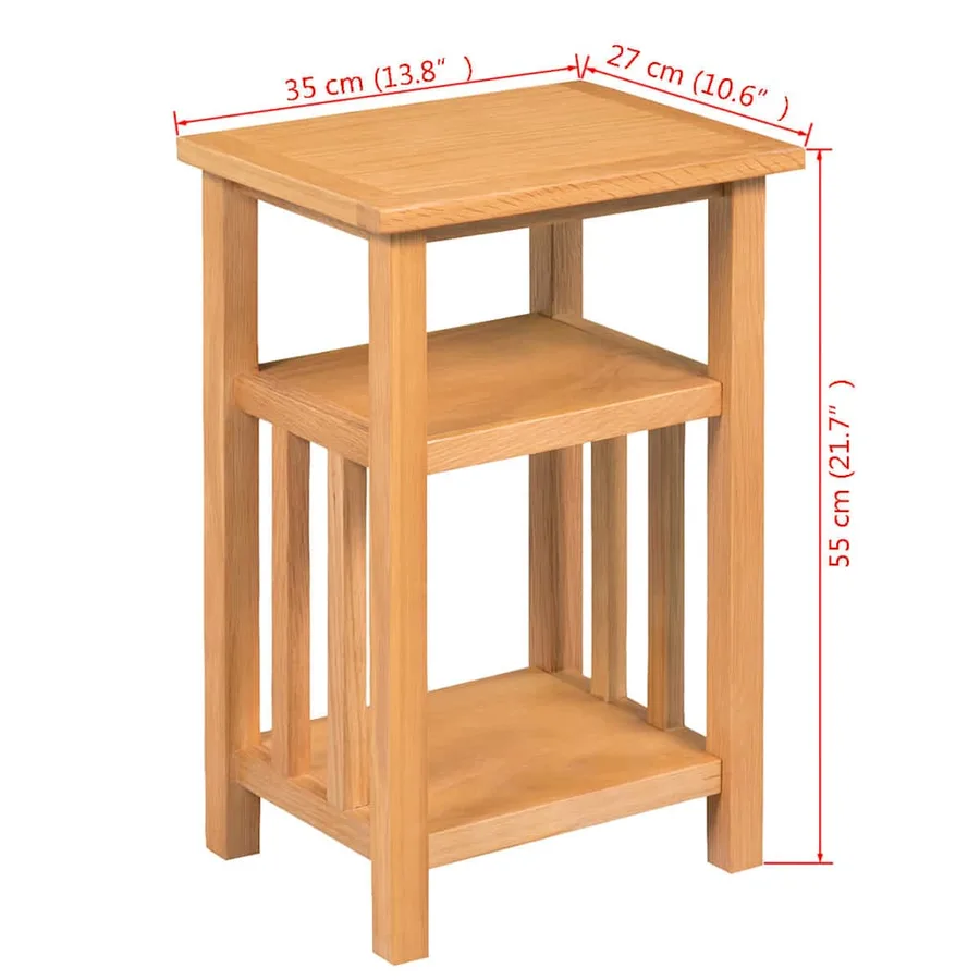 Table d'appoint avec étagère à revues Chêne massif 27x35x55 cm - 7