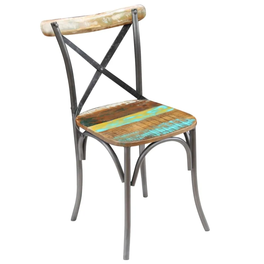 Chaises à manger lot de 6 bois de récupération massif - 7