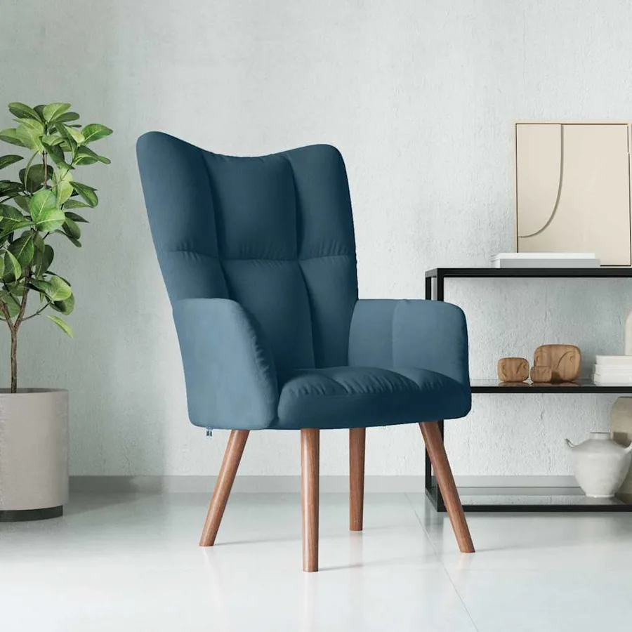 Chaise de relaxation Bleu Velours