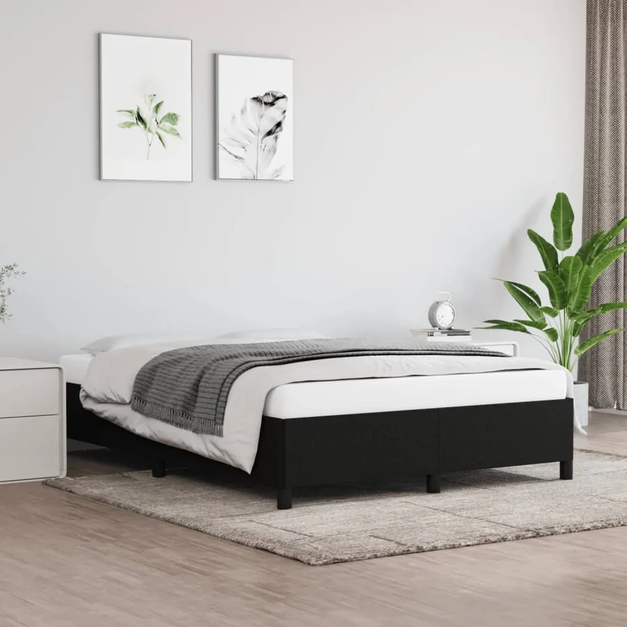 Cadre de lit sans matelas noir 140x190 cm tissu