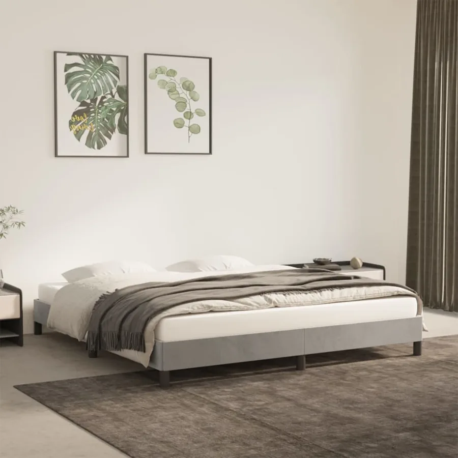 Cadre de lit sans matelas gris clair 160x200 cm velours