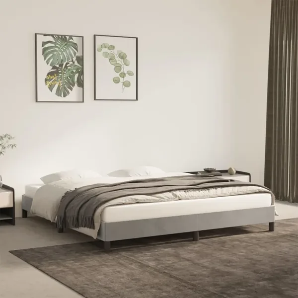 Cadre de lit sans matelas gris clair 160x200 cm velours