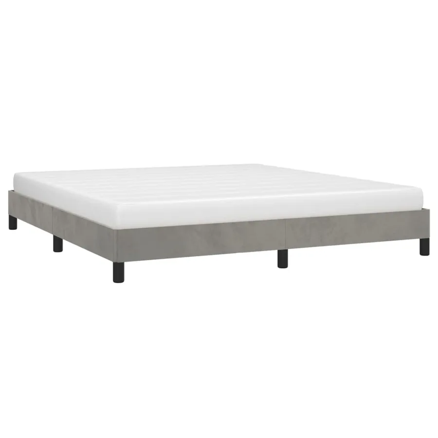 Cadre de lit sans matelas gris clair 160x200 cm velours - 3
