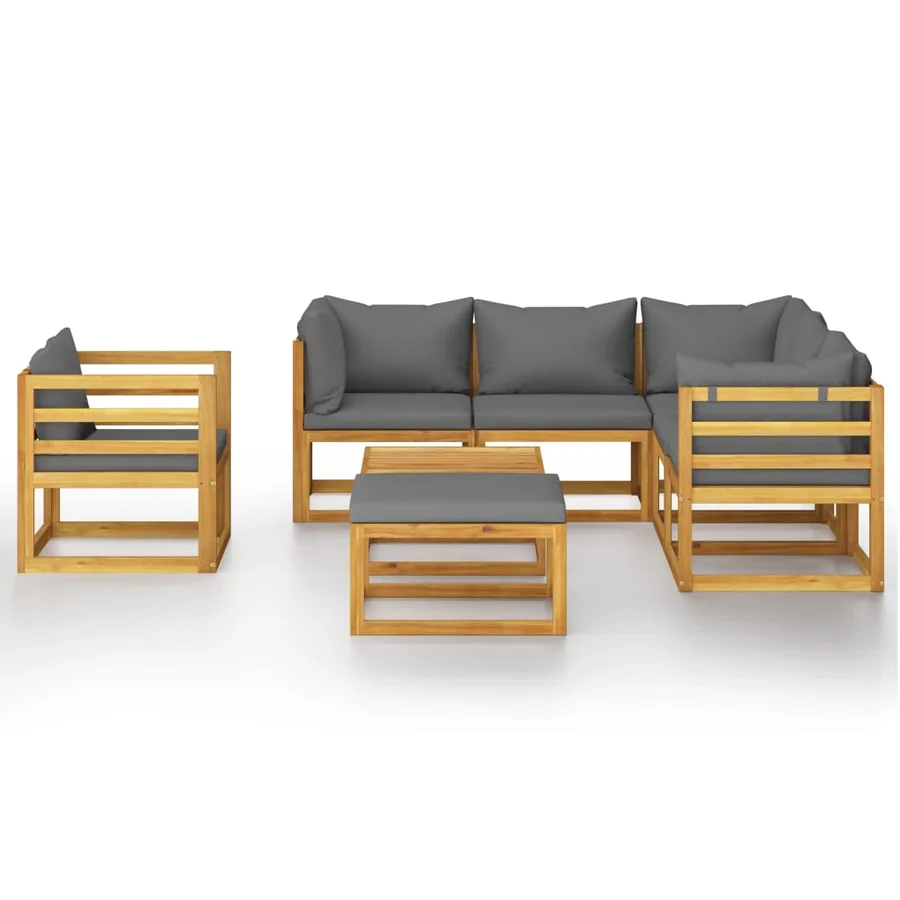 Salon de jardin 8 pcs avec coussin Bois d'acacia solide - 3