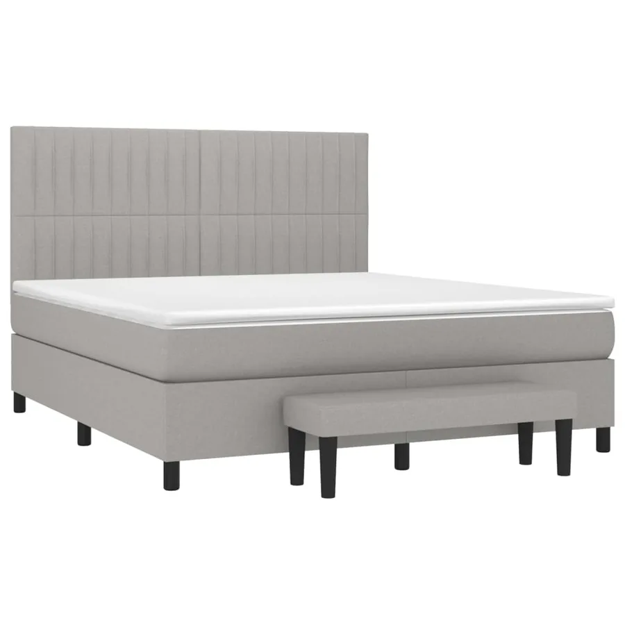 Sommier à lattes de lit avec matelas Gris clair 180x200cm Tissu - 3